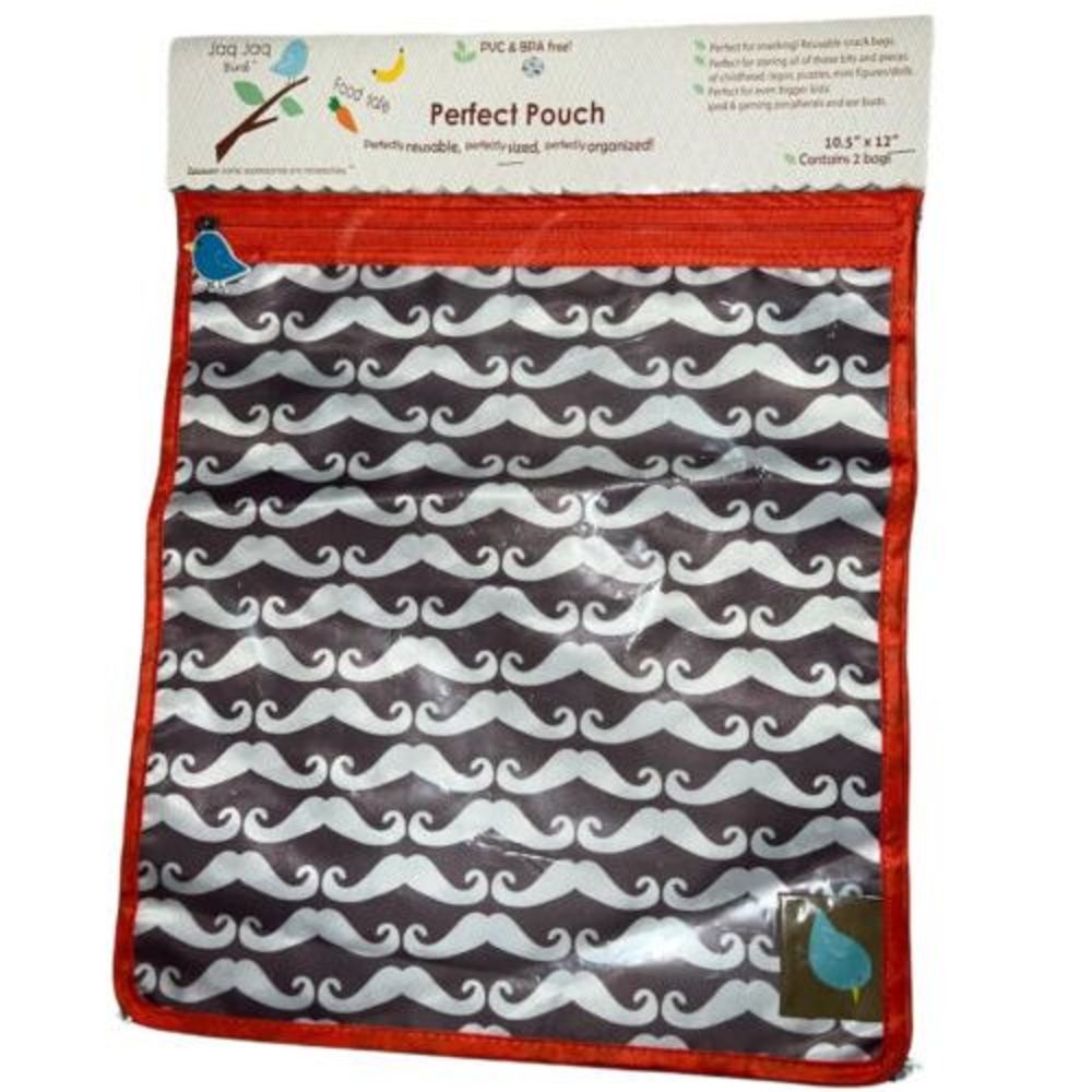 NOS Jaq Jaq Bird‎ Perfect Pouch Mustache Set Of 2 10.5x12
